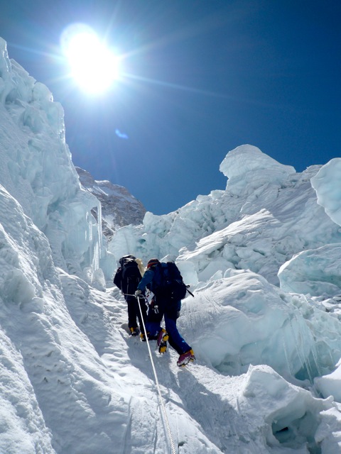 Climbing Through the Khumbu Icefall Climbing Through the Khumbu Icefall