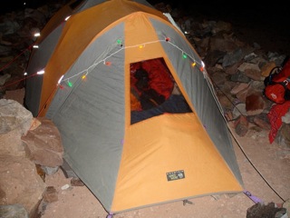 Aconcagua Christmas Nothing beats battery powered Xmas light on the tent