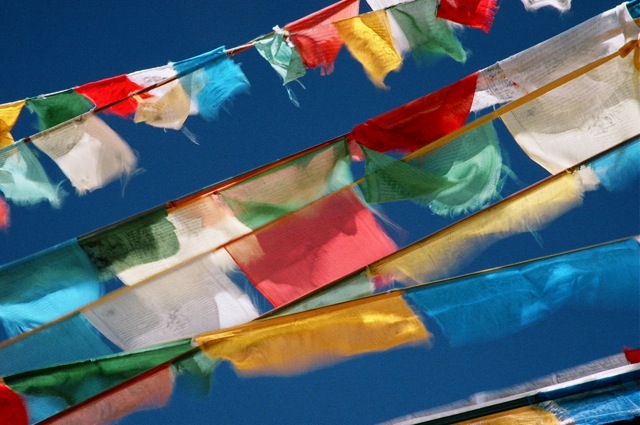 Prayer Flags on the Tibetan Plateau
