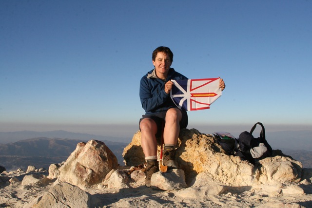 TA on the summit of Tajumulco with Newfoundland Flag