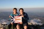 Marian and TA with the Newfoundland Flag on the summit of Tajumulco