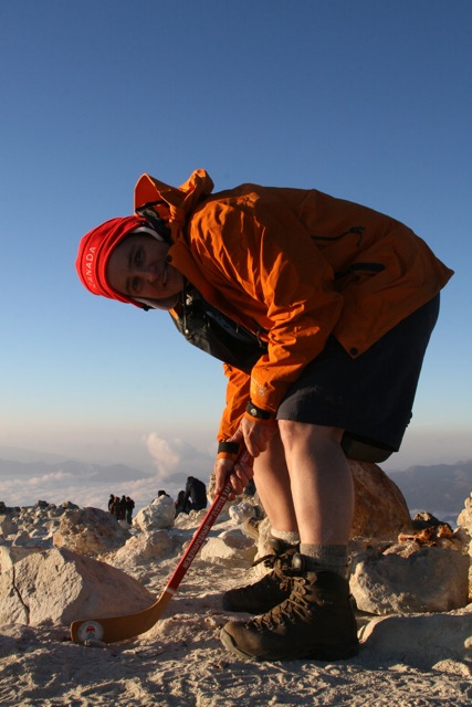 TA playing some hockey on the summit of Tajumulco