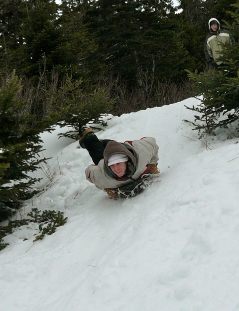 Slidding down a hill