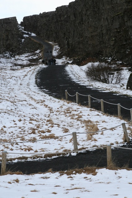 The rift between the North American and European technonic plates.