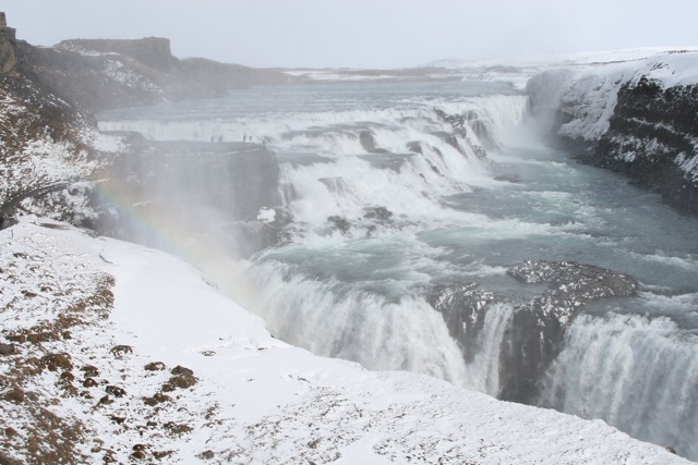 Catching a rainbow in the mist coming off Gullfoss-Iceland's Most Famous Waterfall